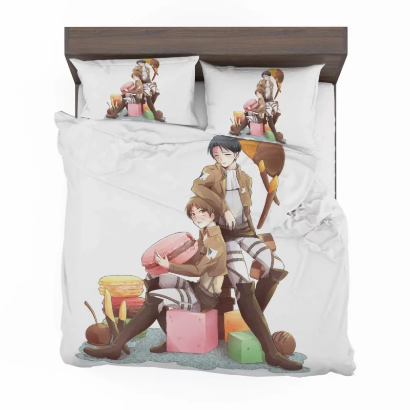 A Titan Bond Levi and Eren Anime Bedding Set 1