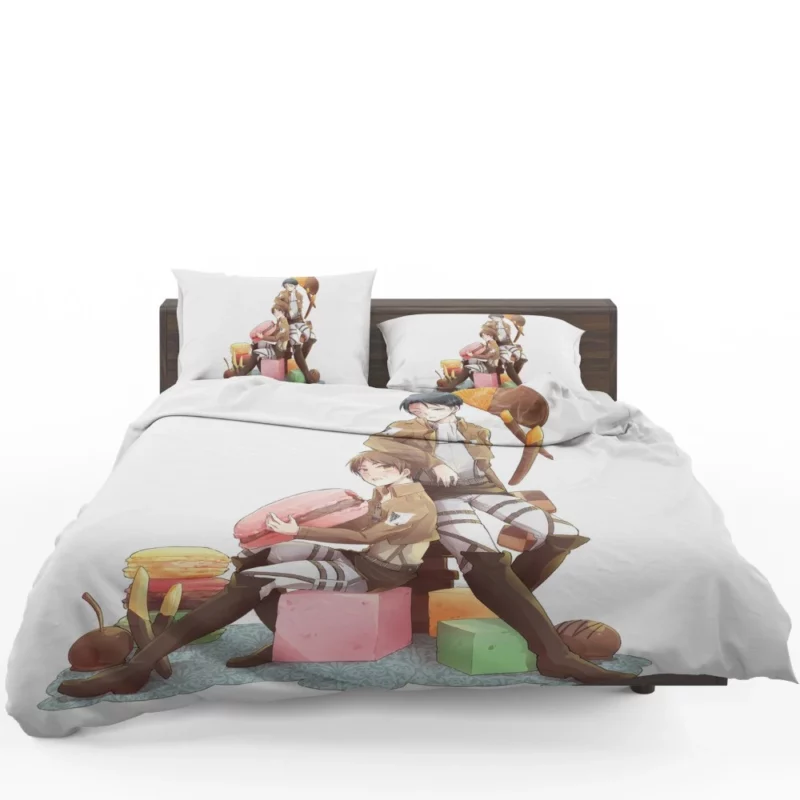 A Titan Bond Levi and Eren Anime Bedding Set