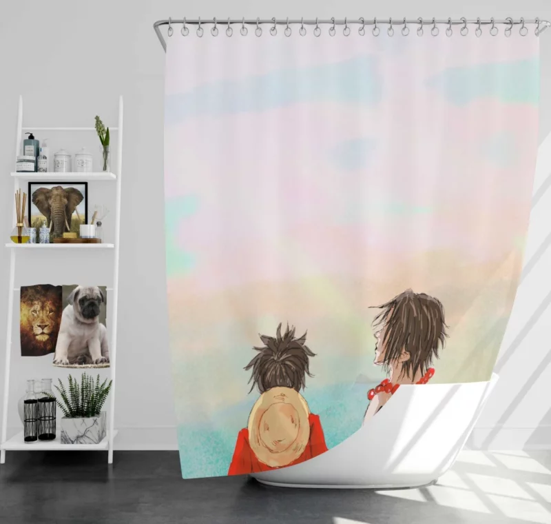 Ace and Luffy Brothers Bond Anime Shower Curtain
