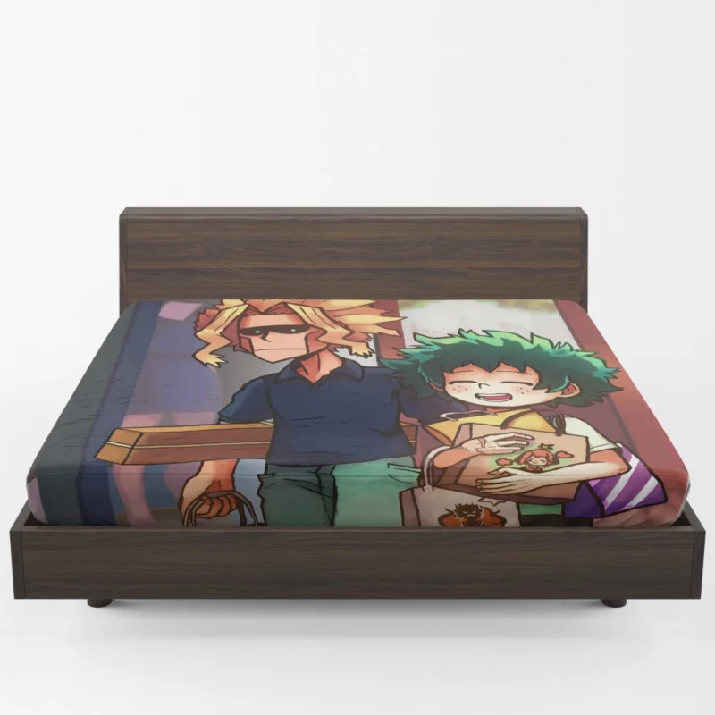 All Might Guidance for Deku Anime Fitted Sheet 1