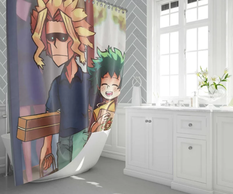 All Might Guidance for Deku Anime Shower Curtain 1