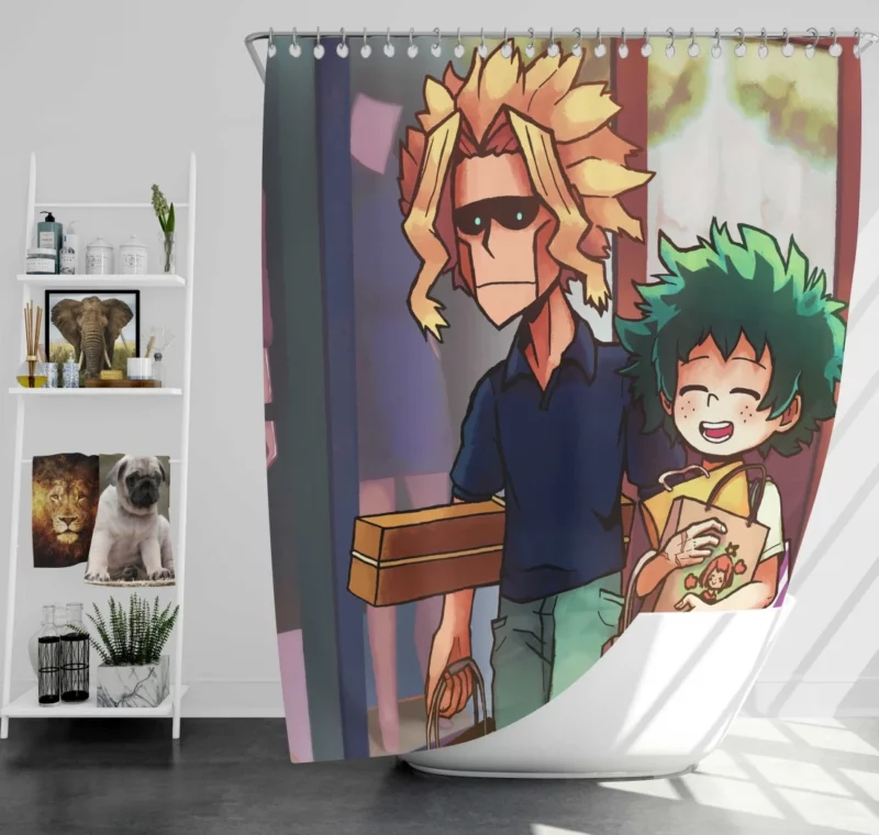 All Might Guidance for Deku Anime Shower Curtain