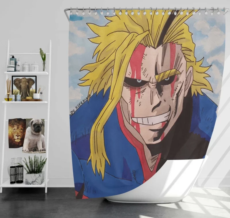 All Might Heroic Impact Anime Shower Curtain