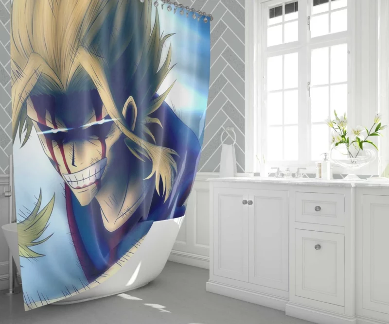 All Might Heroic Impact in MHA Anime Shower Curtain 1