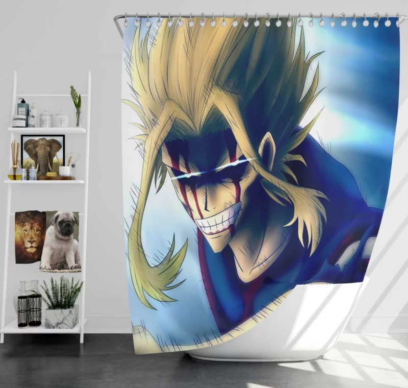 All Might Heroic Impact in MHA Anime Shower Curtain