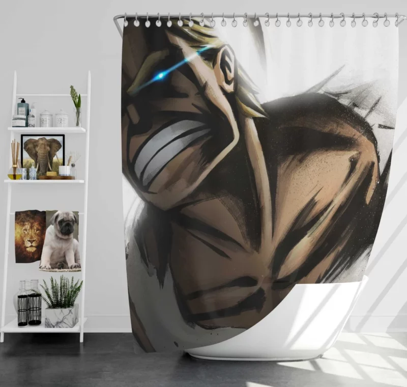 All Might Heroic Journey Anime Shower Curtain