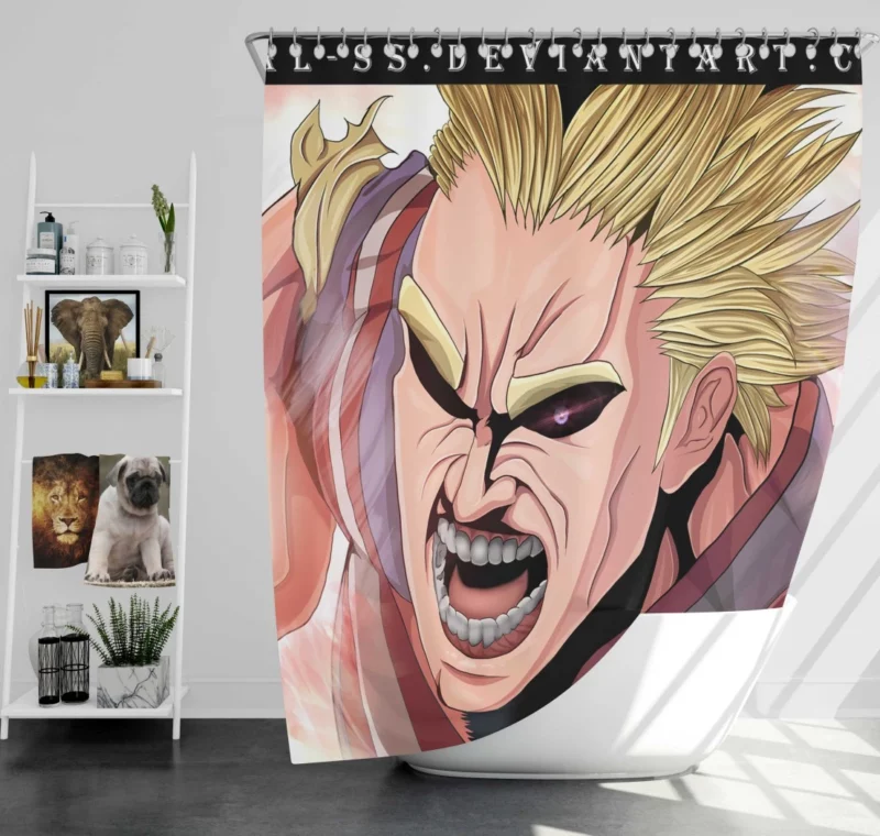 All Might Inspiring Resolve Anime Shower Curtain