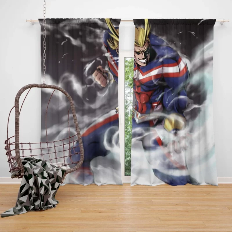 All Might Smiling Heroic Deeds Anime Curtain