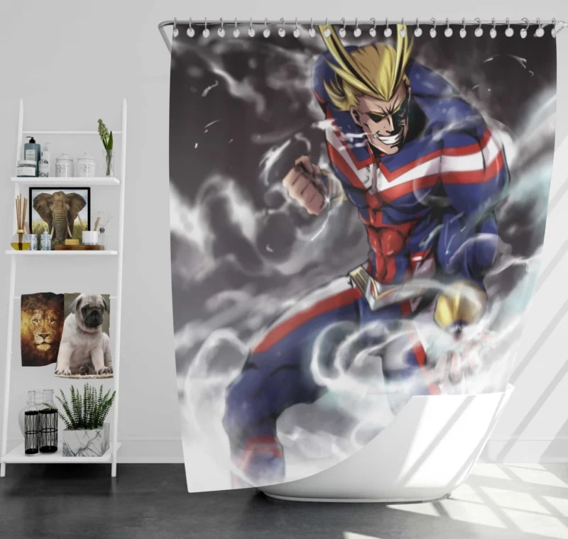 All Might Smiling Heroic Deeds Anime Shower Curtain