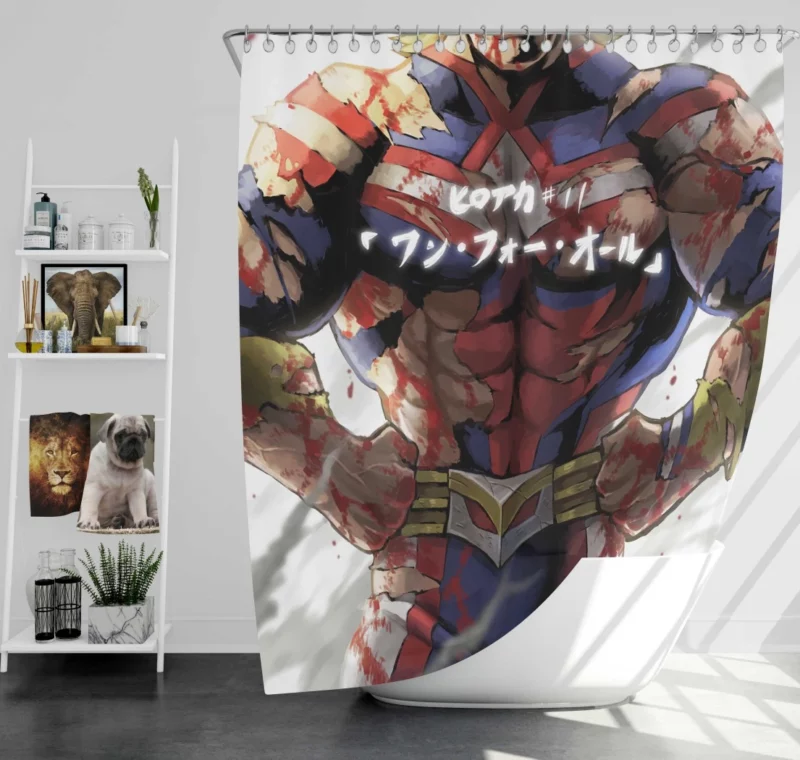 All Might Triumph and Dedication Anime Shower Curtain