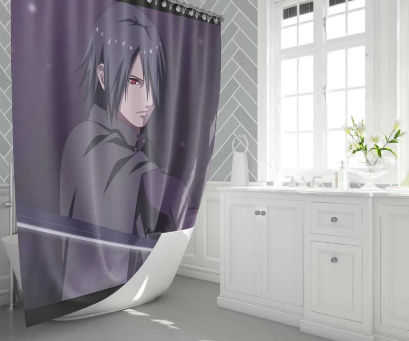 Anime Boruto Naruto Sasuke Uchiha Shower Curtain 1