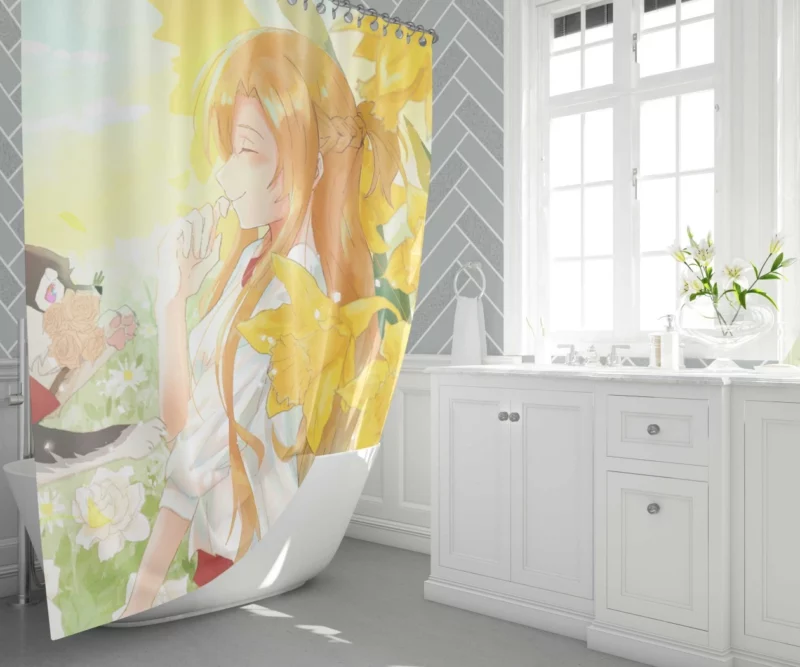 Asuna Yuuki A Floral Presence Anime Shower Curtain 1