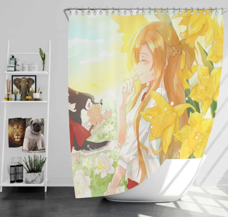 Asuna Yuuki A Floral Presence Anime Shower Curtain