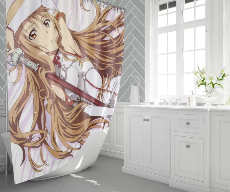 Asuna Yuuki A Resilient Warrior Anime Shower Curtain 1