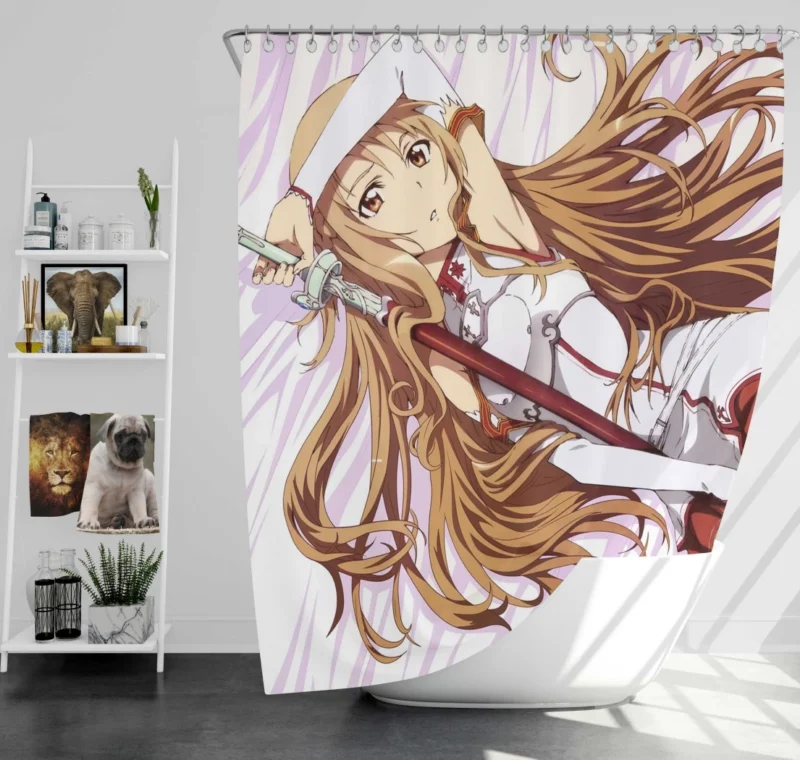 Asuna Yuuki A Resilient Warrior Anime Shower Curtain