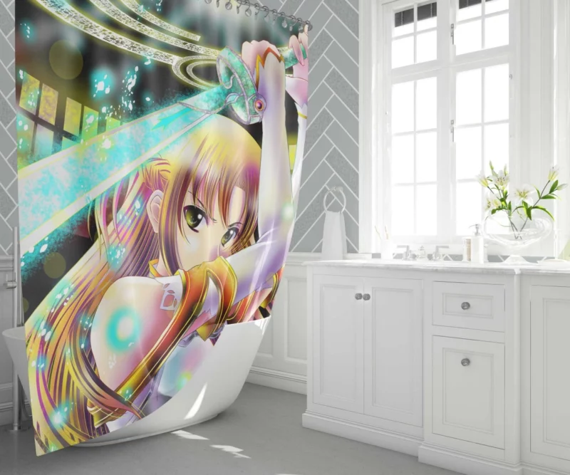 Asuna Yuuki Exploits in Sword Art Online Anime Shower Curtain 1