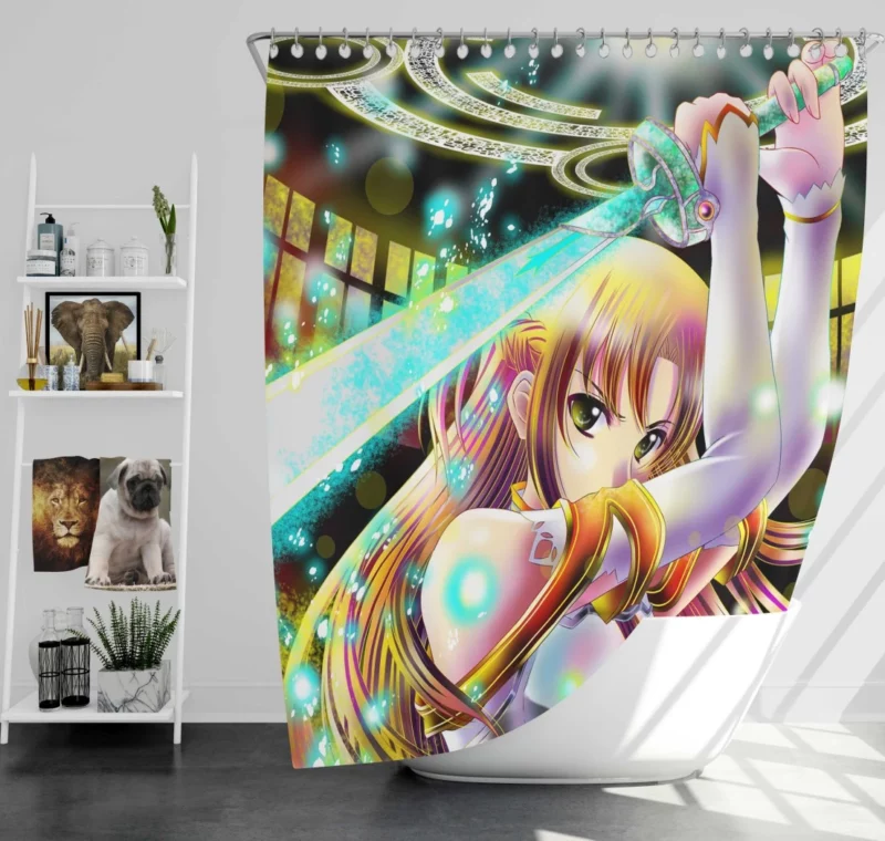 Asuna Yuuki Exploits in Sword Art Online Anime Shower Curtain