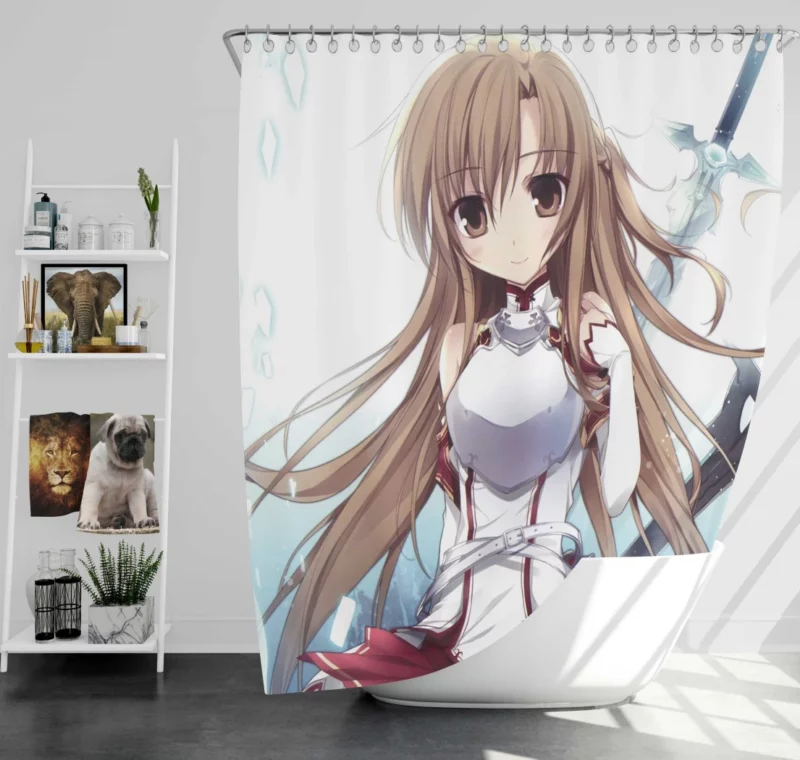 Asuna Yuuki Forging Pathways in VR Anime Shower Curtain