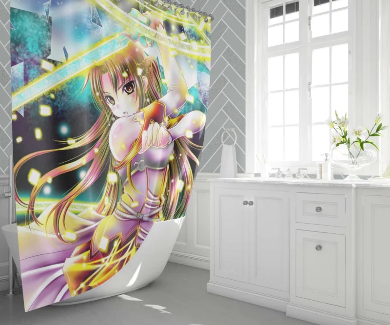 Asuna Yuuki Journey in Sword Art Online Anime Shower Curtain 1