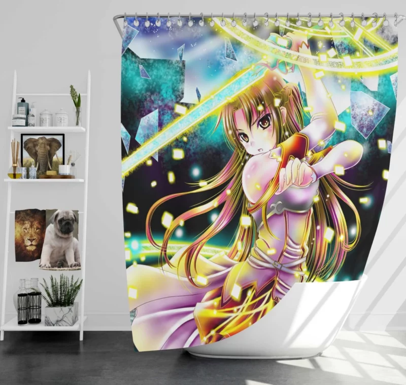 Asuna Yuuki Journey in Sword Art Online Anime Shower Curtain