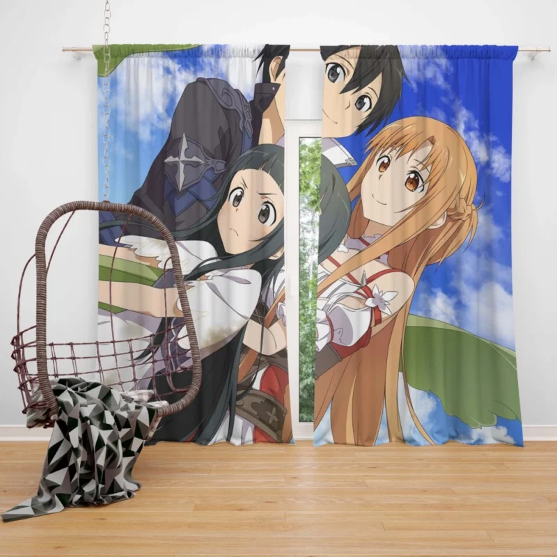 Asuna Yuuki Kirito and Yui Connection Anime Curtain