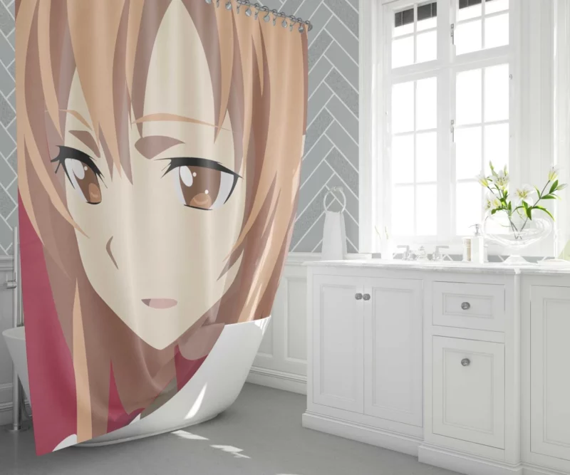 Asuna Yuuki Minimalist Art Anime Shower Curtain 1