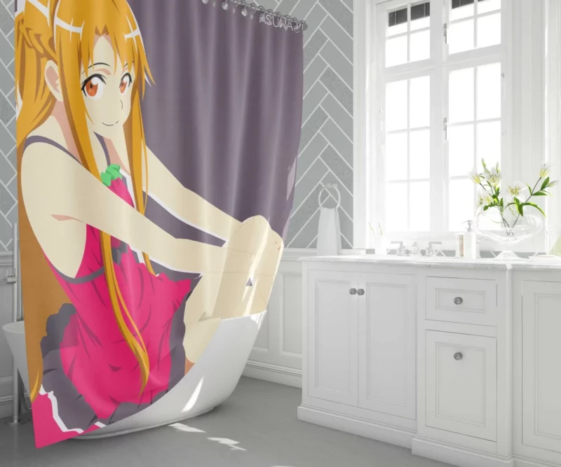 Asuna Yuuki Minimalist Beauty Anime Shower Curtain 1