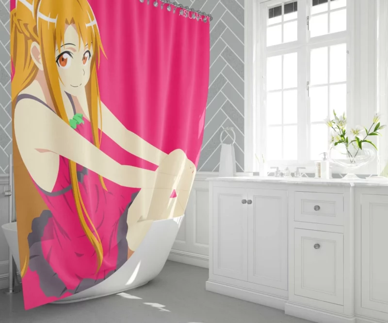 Asuna Yuuki Minimalist Heroine Anime Shower Curtain 1