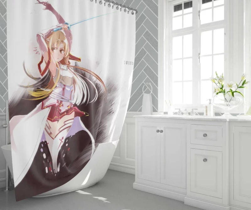 Asuna Yuuki Significant Moments Anime Shower Curtain 1