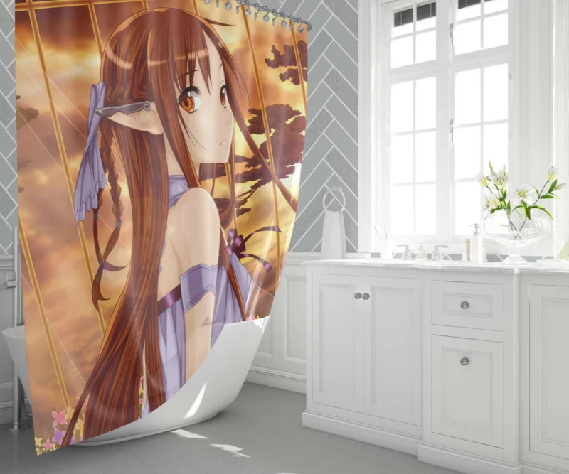 Asuna Yuuki Triumphs in Sword Art Online Anime Shower Curtain 1