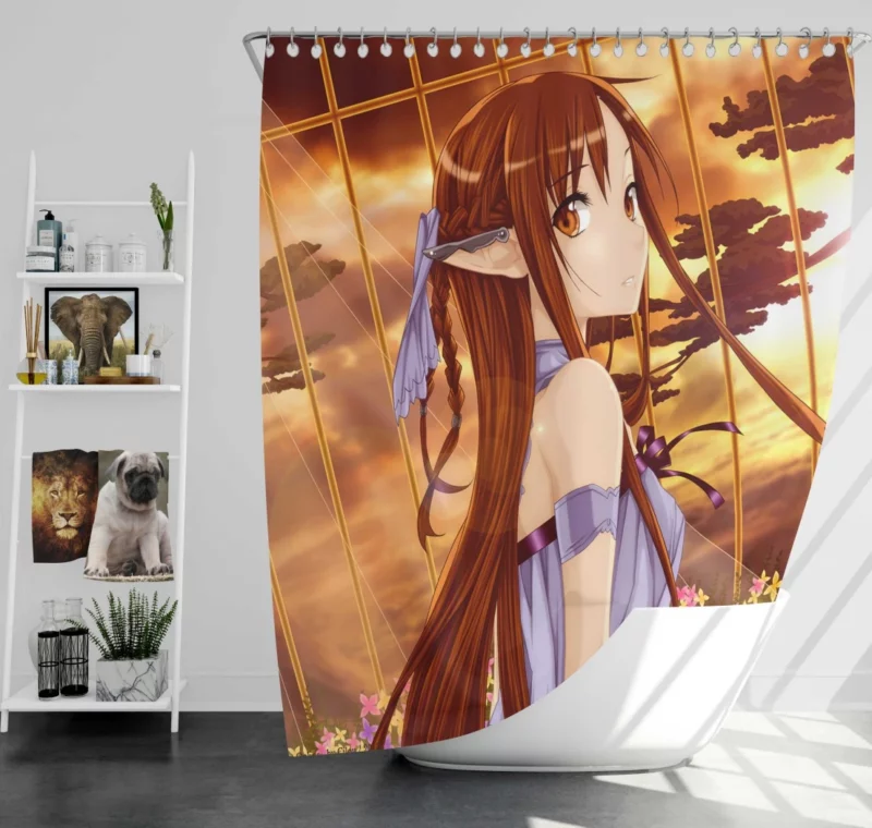 Asuna Yuuki Triumphs in Sword Art Online Anime Shower Curtain