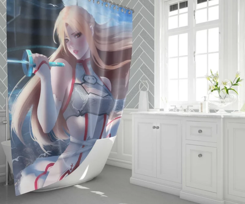 Asuna Yuuki Unwavering Spirit Anime Shower Curtain 1