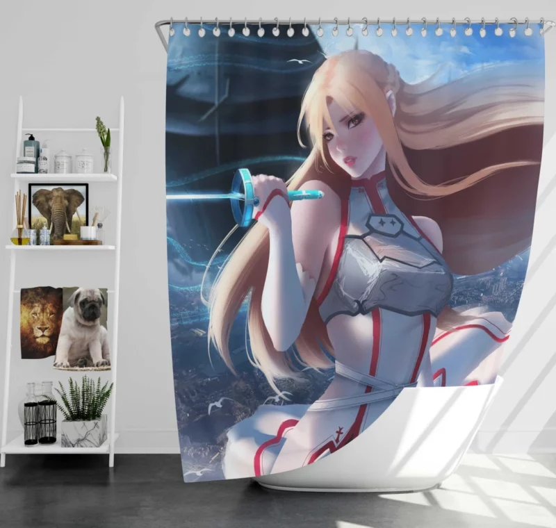 Asuna Yuuki Unwavering Spirit Anime Shower Curtain