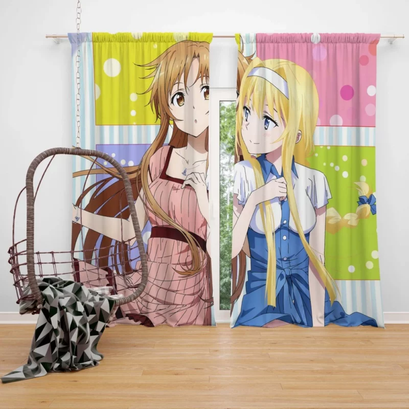 Asuna Yuuki and Alice Zuberg Uniting Forces Anime Curtain