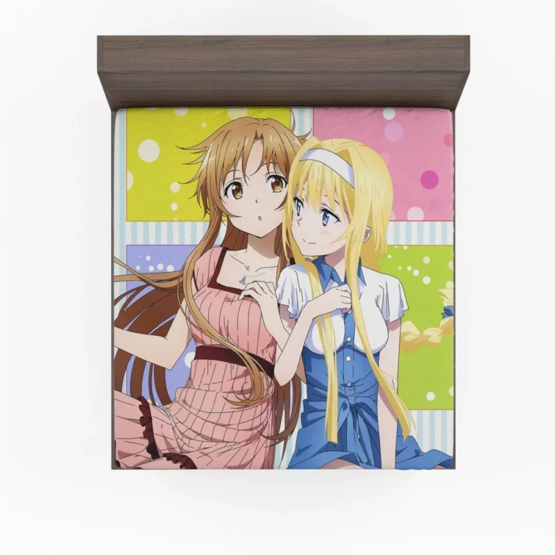 Asuna Yuuki and Alice Zuberg Uniting Forces Anime Fitted Sheet