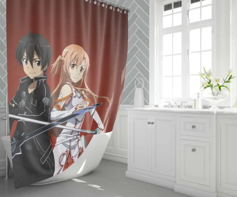 Asuna Yuuki and Kirito Eternal Connection Anime Shower Curtain 1