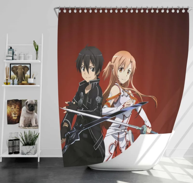 Asuna Yuuki and Kirito Eternal Connection Anime Shower Curtain