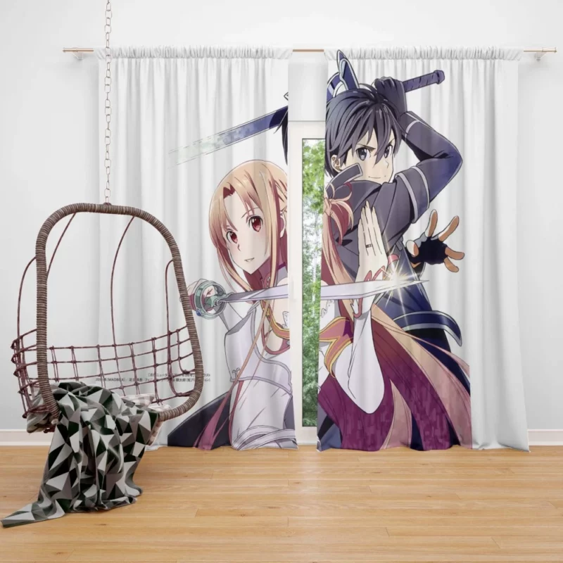 Asuna Yuuki and Kirito In-Game Partners Anime Curtain