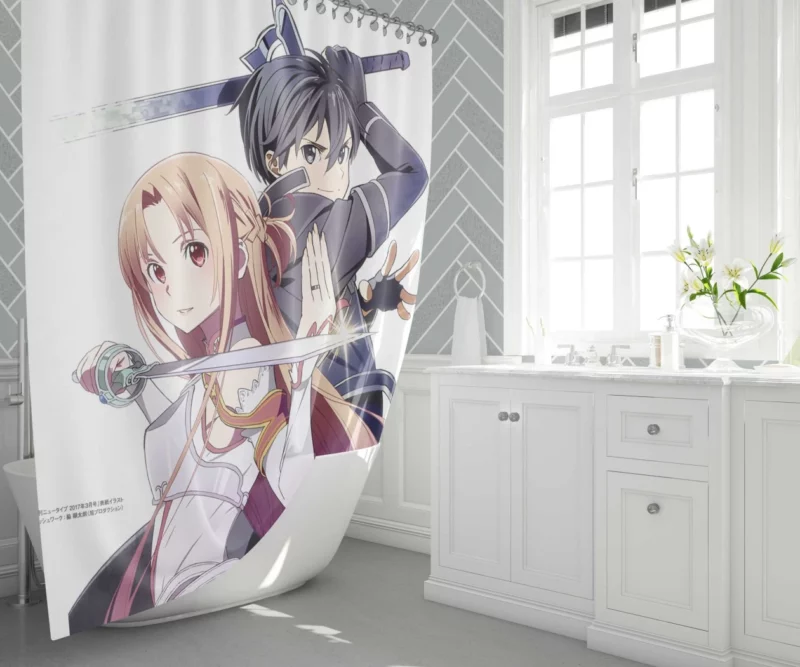 Asuna Yuuki and Kirito In-Game Partners Anime Shower Curtain 1