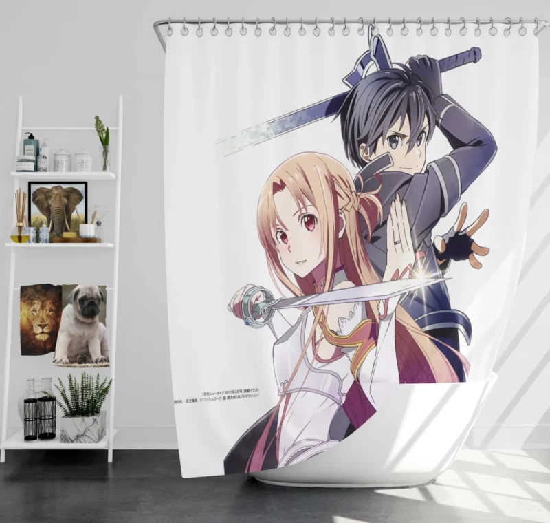 Asuna Yuuki and Kirito In-Game Partners Anime Shower Curtain