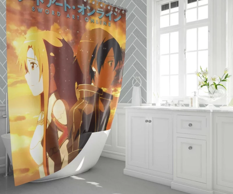 Asuna Yuuki and Kirito Legendary Saga Anime Shower Curtain 1