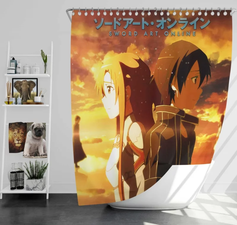 Asuna Yuuki and Kirito Legendary Saga Anime Shower Curtain