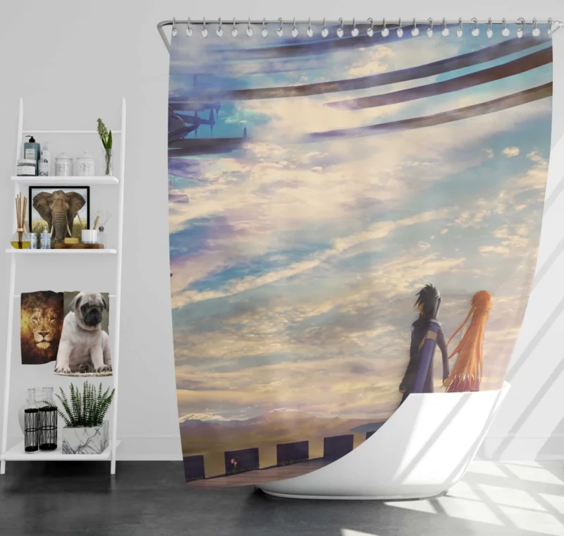 Asuna Yuuki and Kirito Partners in VR Anime Shower Curtain