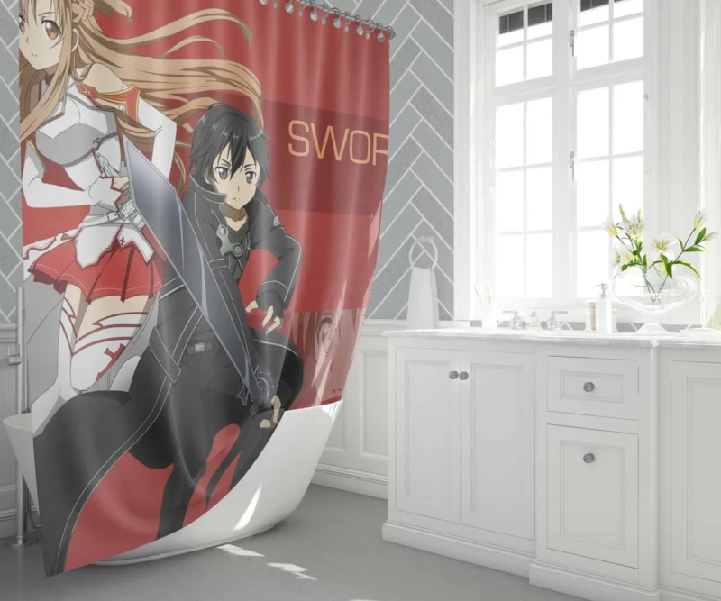 Asuna Yuuki and Kirito Unbreakable Bond Anime Shower Curtain 1