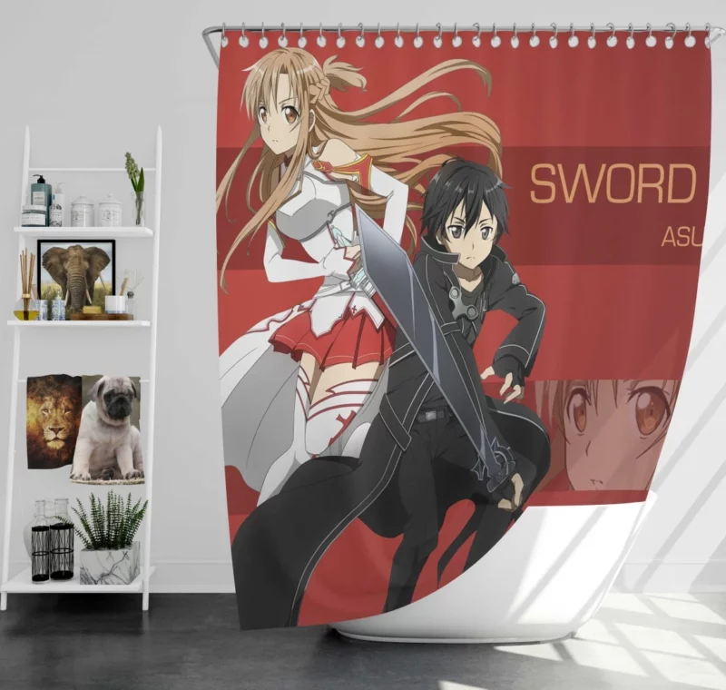 Asuna Yuuki and Kirito Unbreakable Bond Anime Shower Curtain