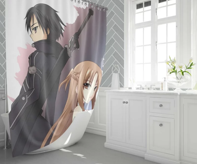 Asuna Yuuki and Kirito VR Adventures Anime Shower Curtain 1