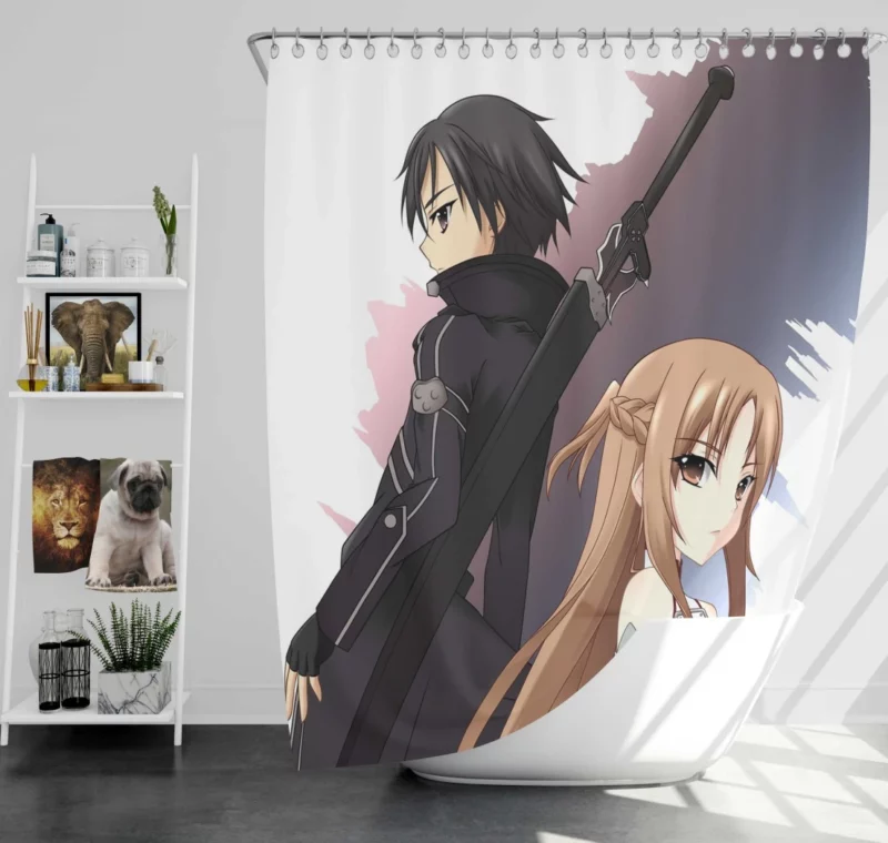 Asuna Yuuki and Kirito VR Adventures Anime Shower Curtain