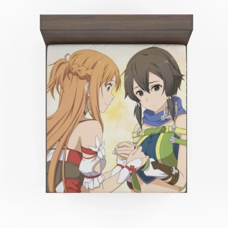 Asuna Yuuki and Sinon Interactions Anime Fitted Sheet