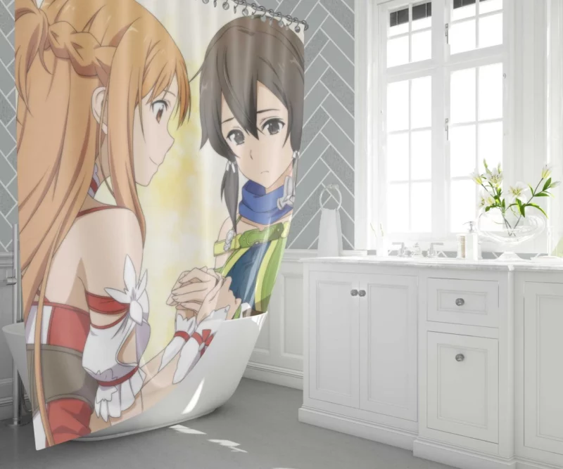 Asuna Yuuki and Sinon Interactions Anime Shower Curtain 1