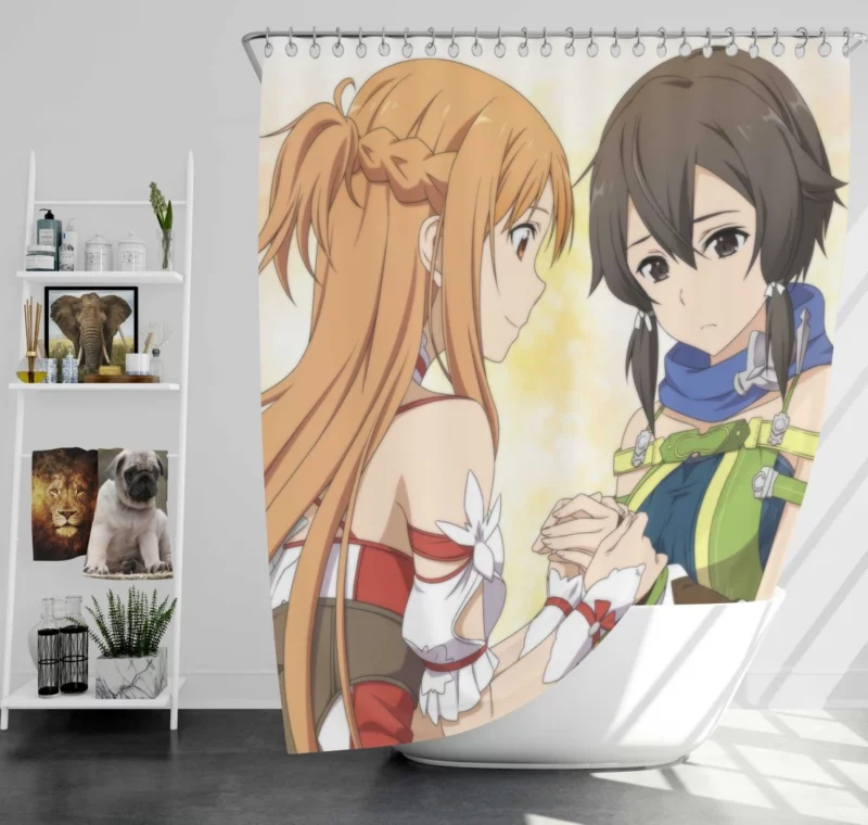 Asuna Yuuki and Sinon Interactions Anime Shower Curtain